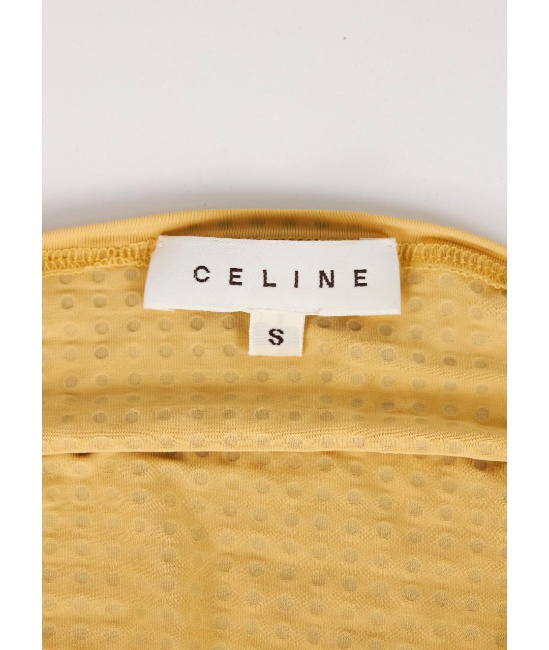 CELINE Желтое вискозное коктейльное платье, фото 5