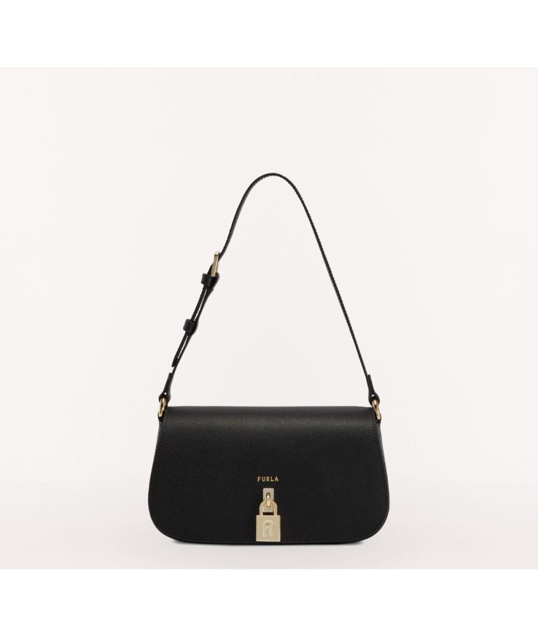 FURLA Черная кожаная сумка с короткими ручками, фото 6