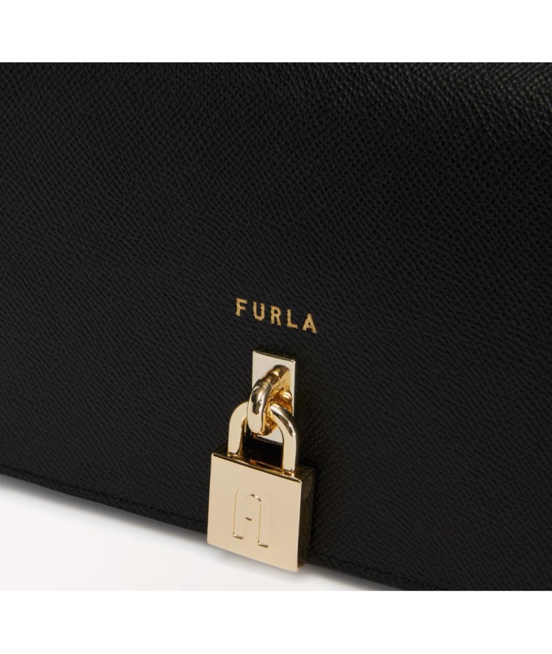 FURLA Черная кожаная сумка с короткими ручками, фото 4