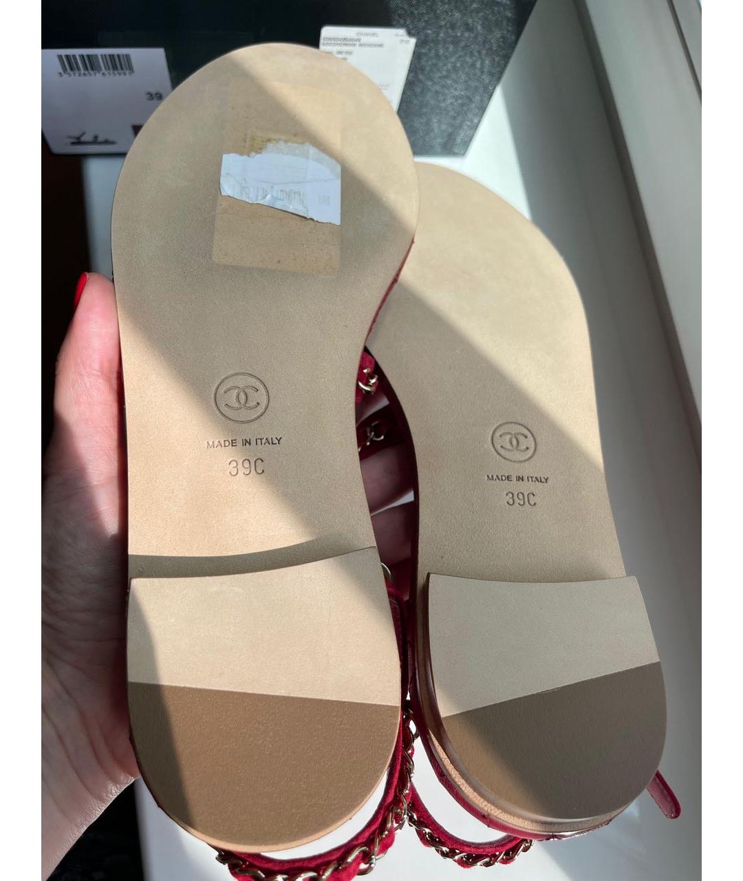 CHANEL Красные кожаные сандалии, фото 7