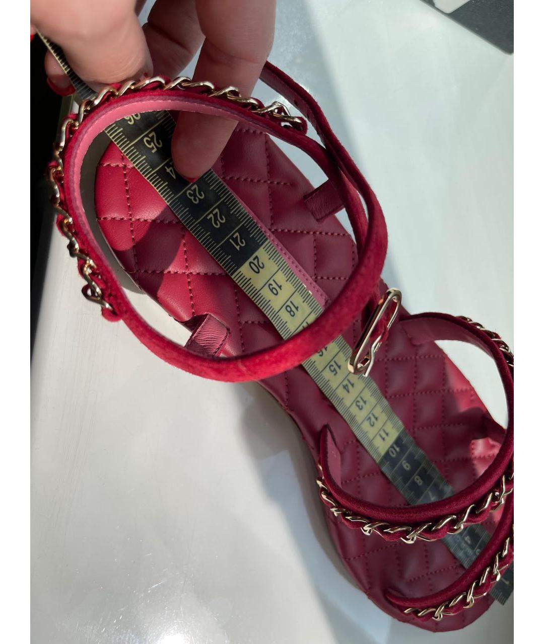 CHANEL Красные кожаные сандалии, фото 8