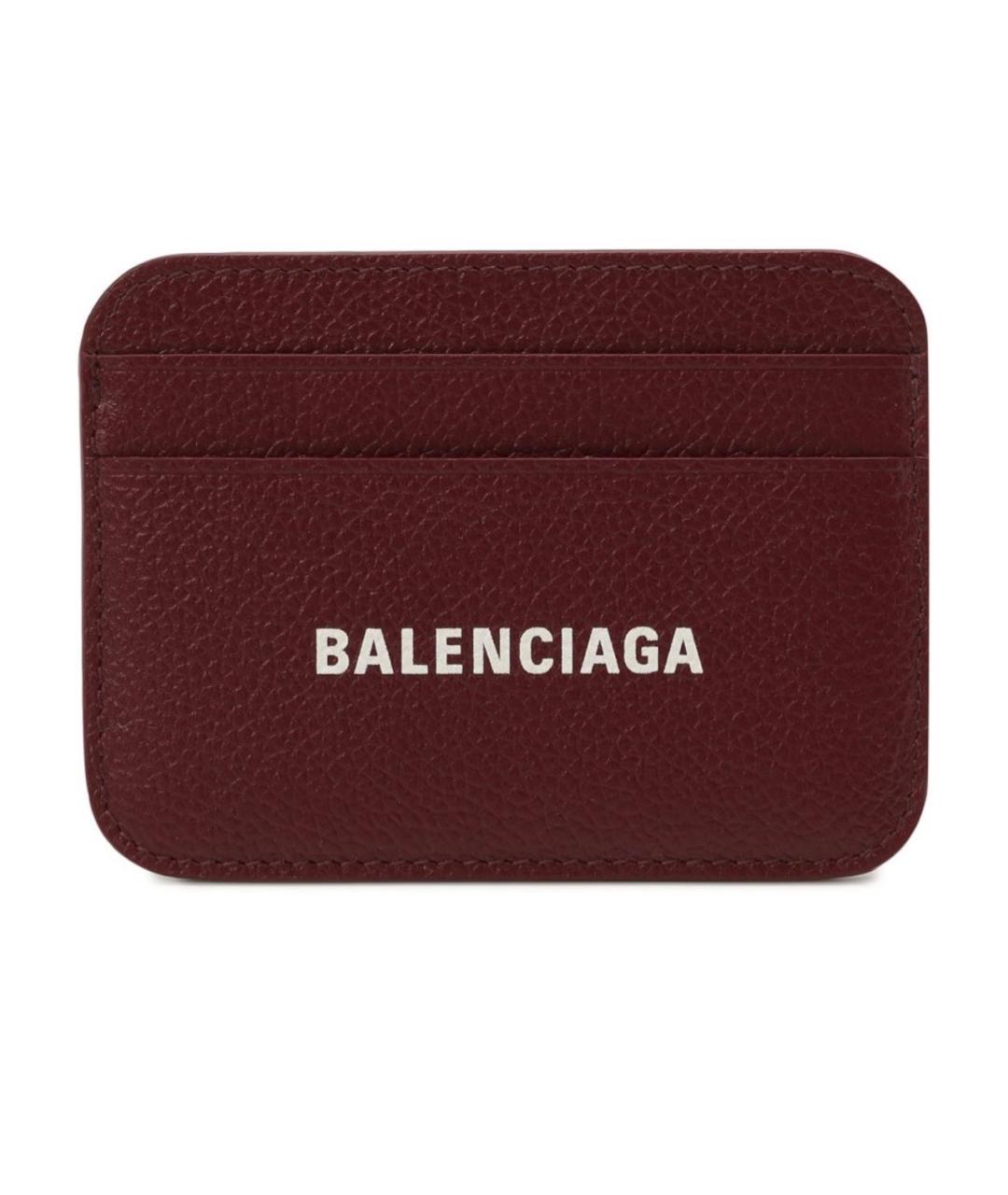 BALENCIAGA Бордовый кожаный кардхолдер, фото 1