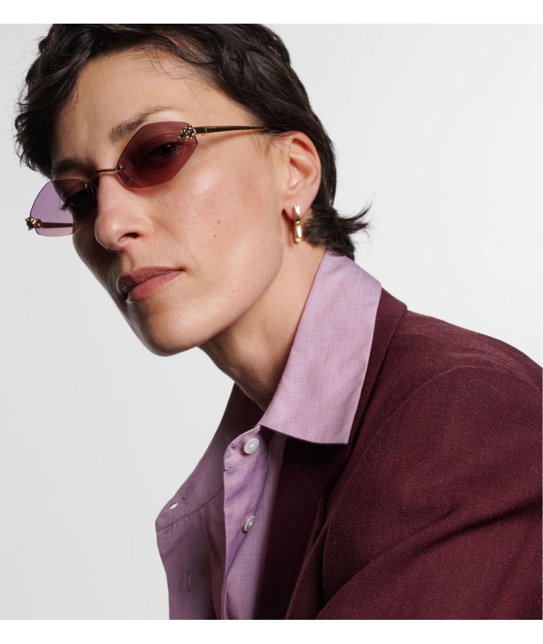 CARTIER Фиолетовые металлические солнцезащитные очки, фото 2