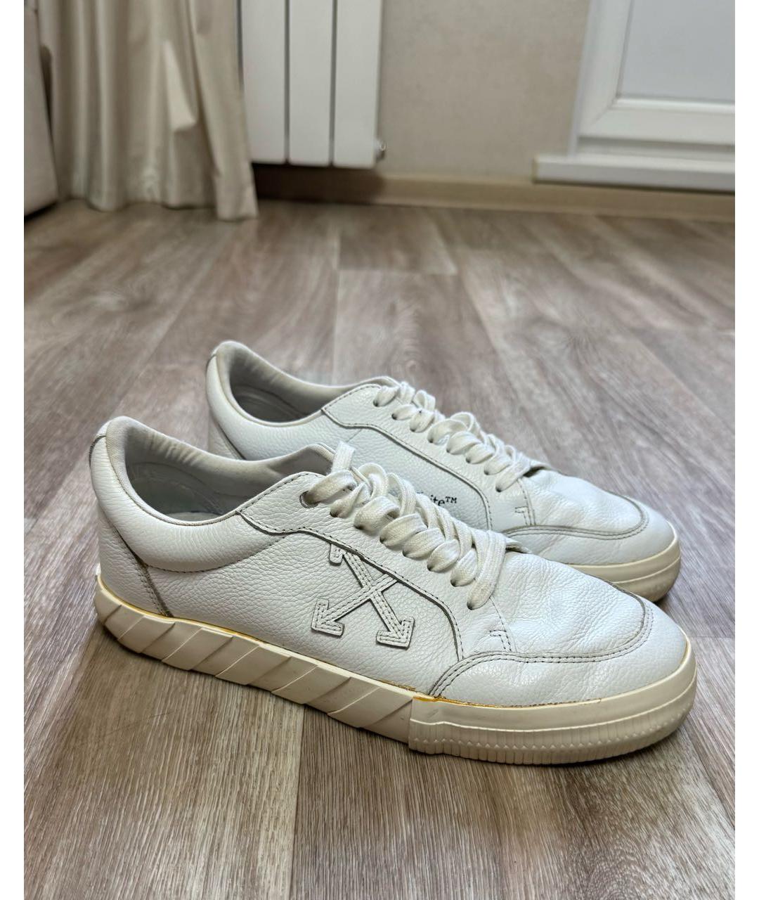 OFF-WHITE Белые кожаные низкие кроссовки / кеды, фото 6