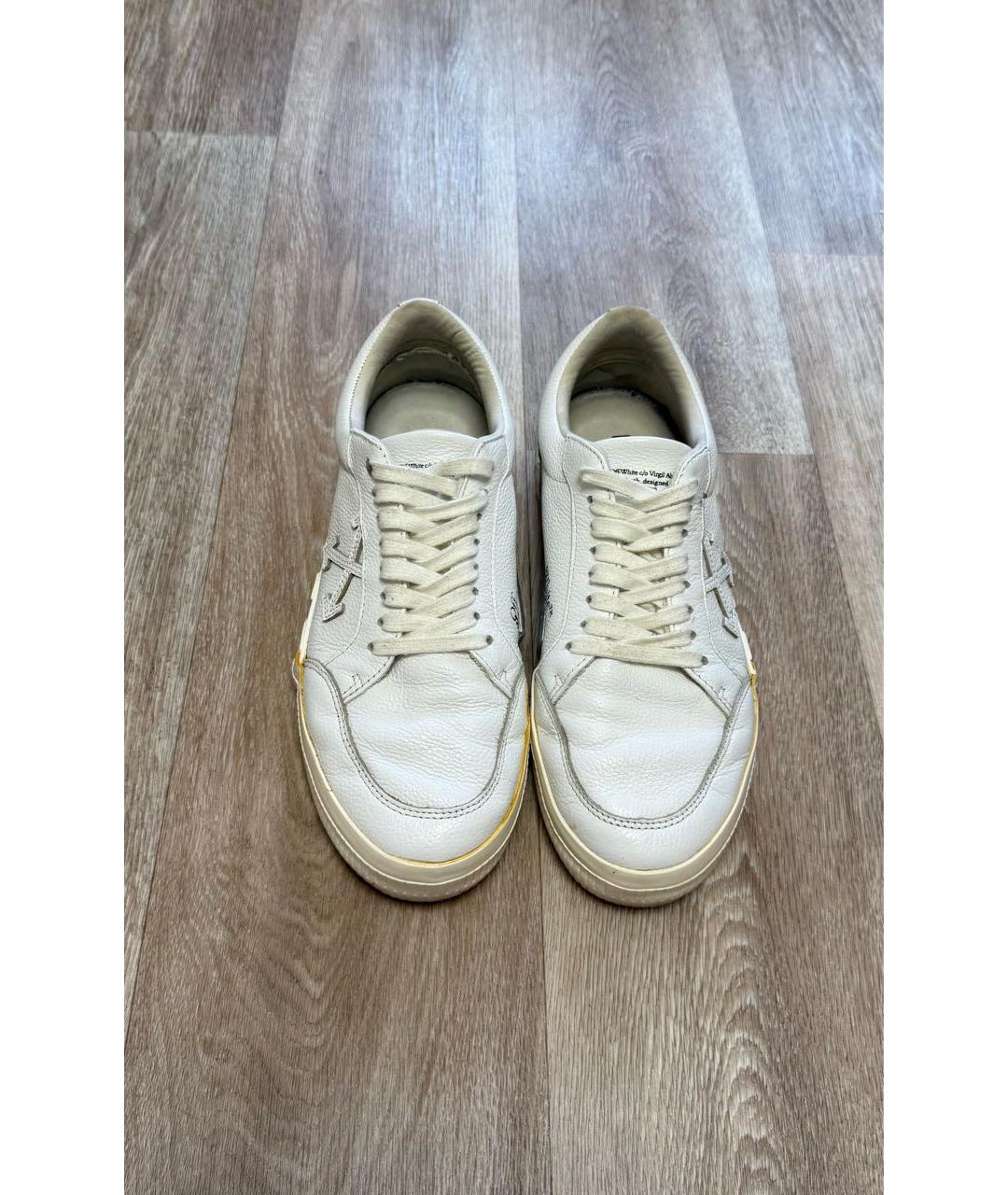 OFF-WHITE Белые кожаные низкие кроссовки / кеды, фото 3