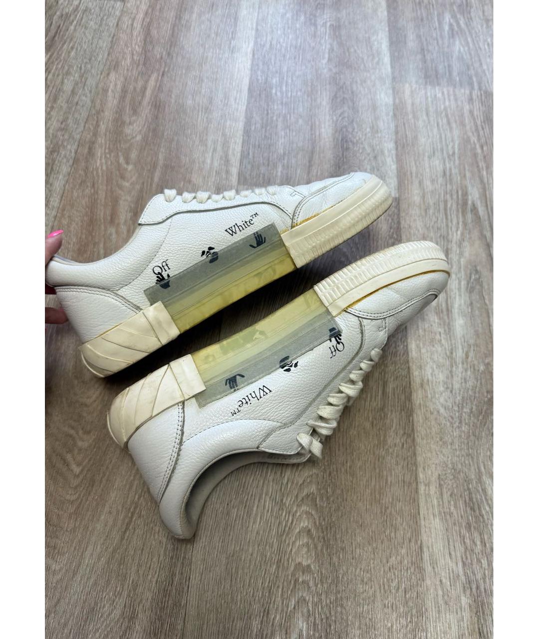 OFF-WHITE Белые кожаные низкие кроссовки / кеды, фото 4