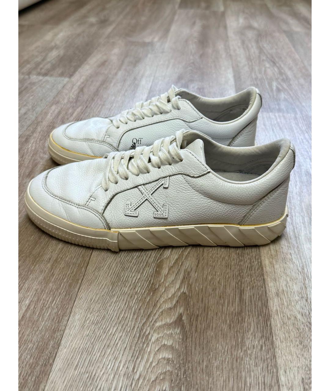 OFF-WHITE Белые кожаные низкие кроссовки / кеды, фото 2