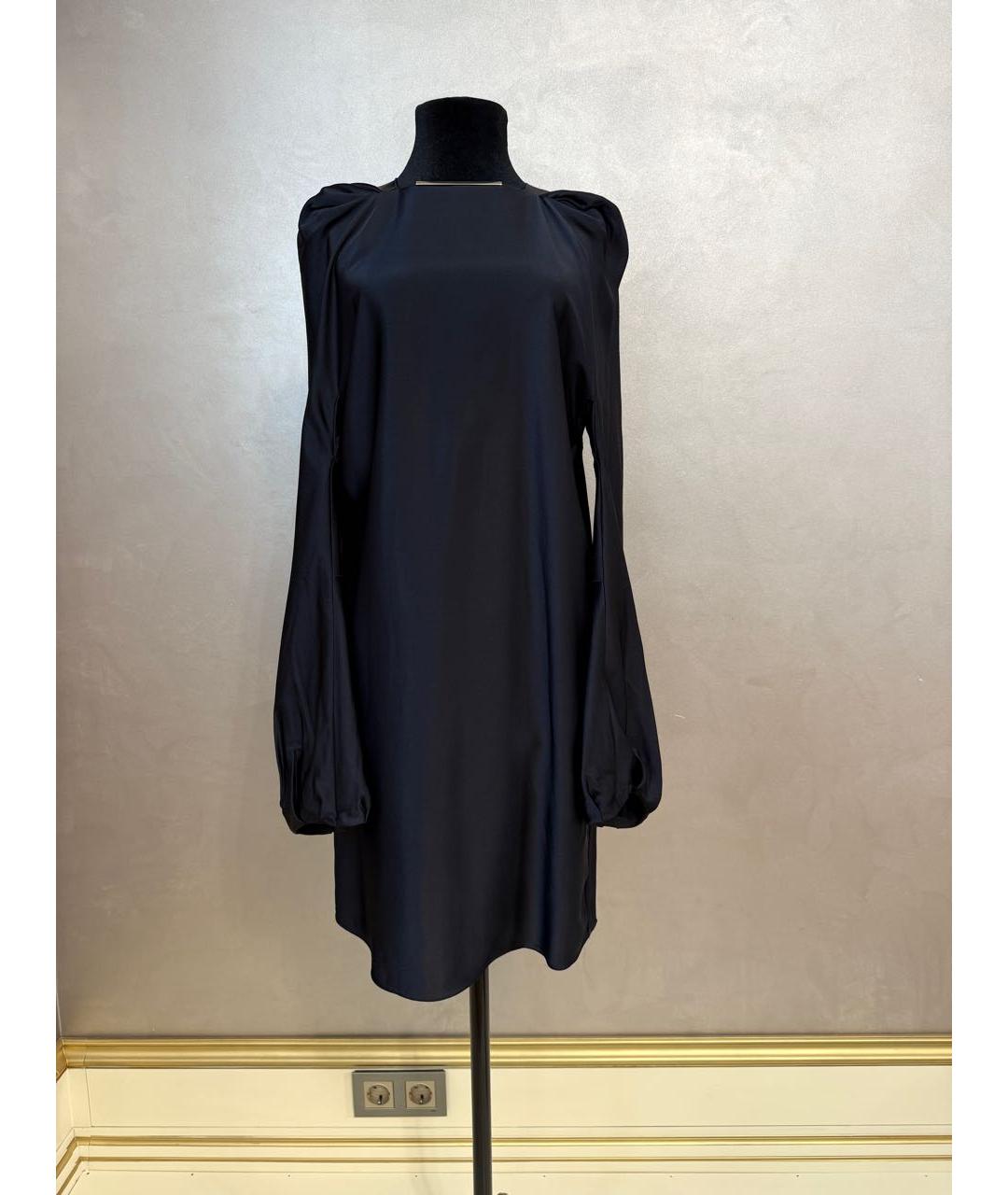 LANVIN Темно-синее ацетатное повседневное платье, фото 9