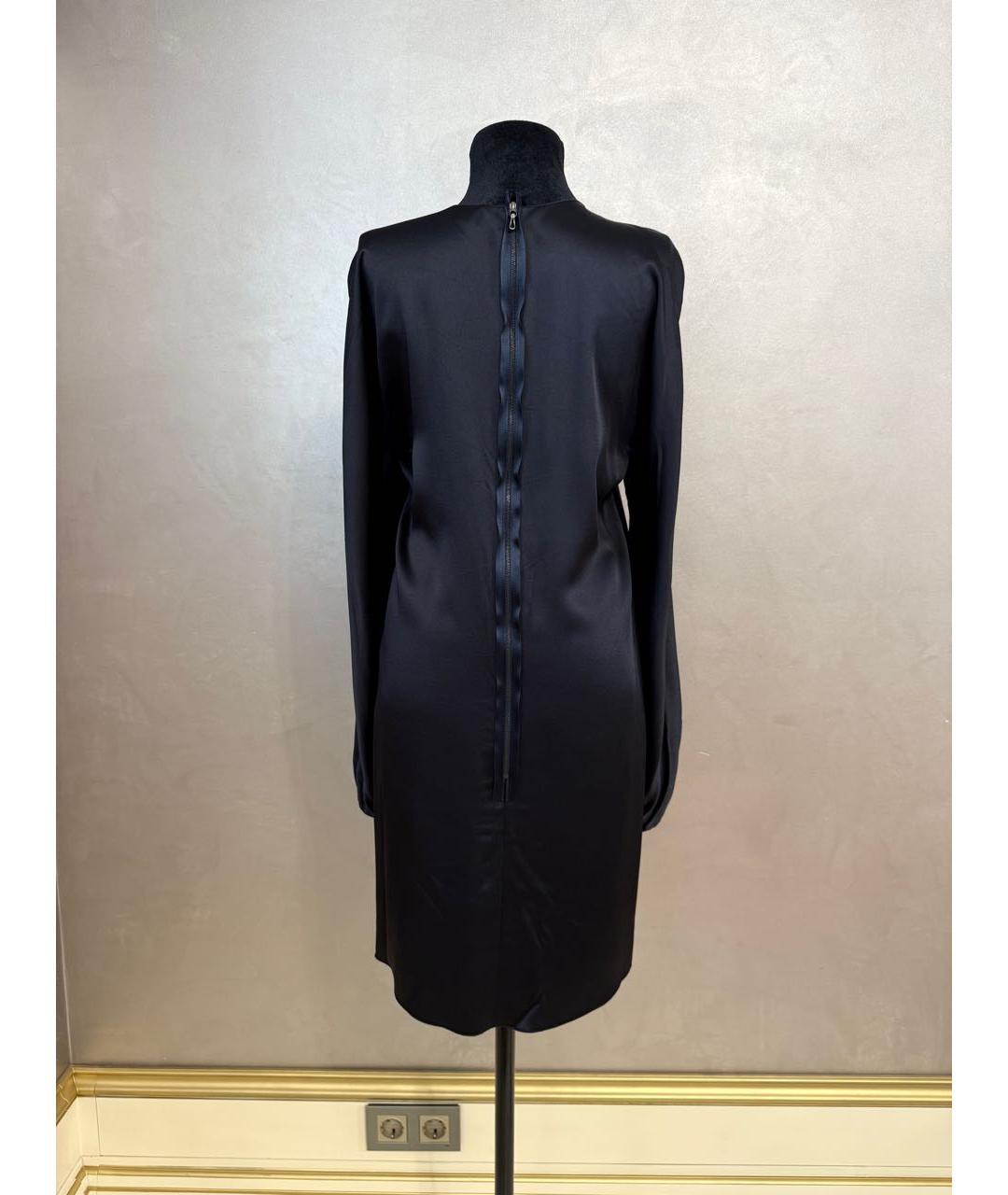 LANVIN Темно-синее ацетатное повседневное платье, фото 4