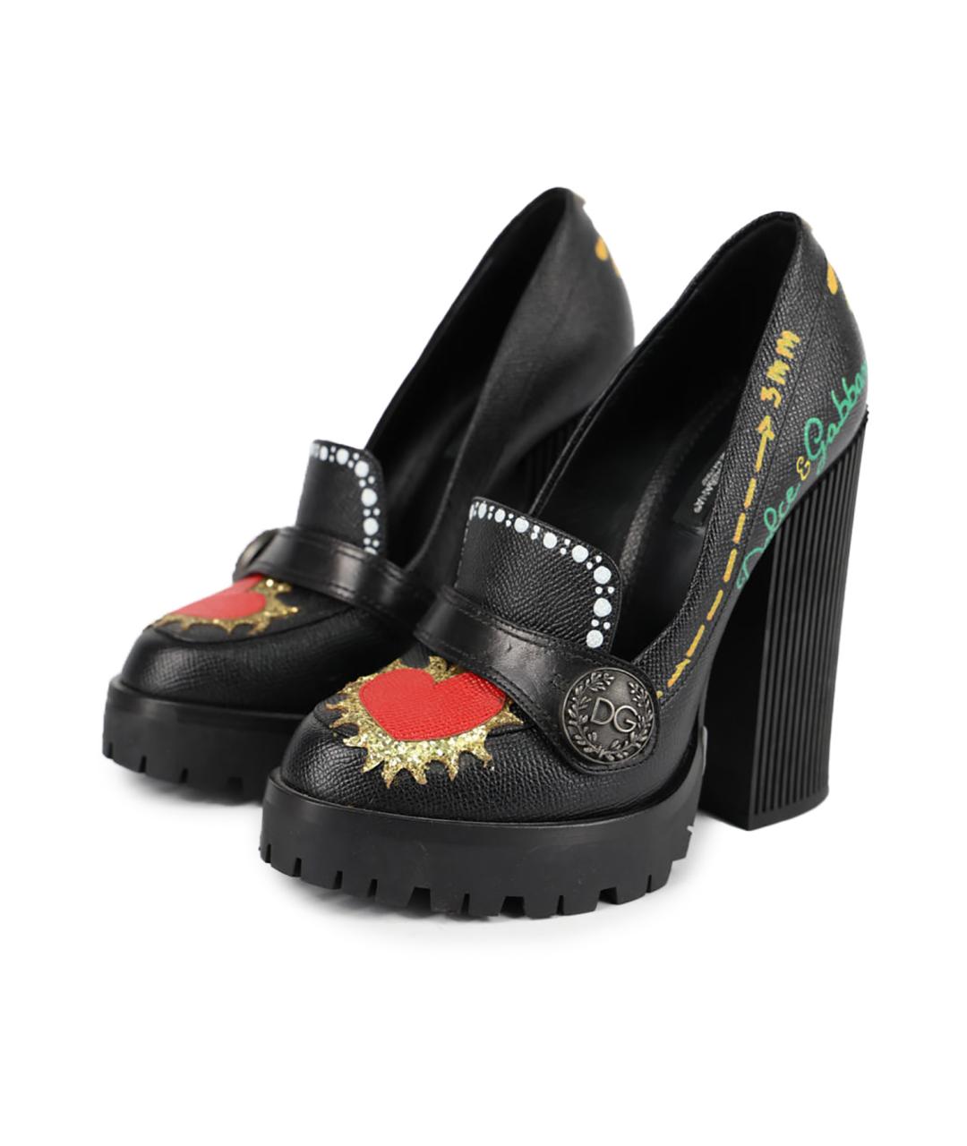 DOLCE&GABBANA Черные кожаные туфли, фото 2