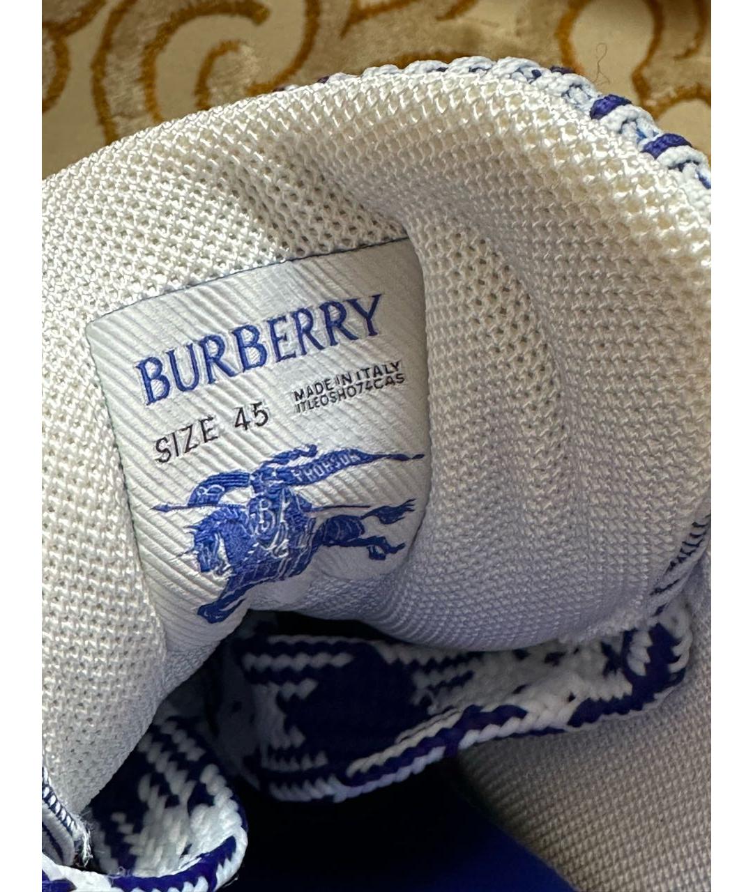 BURBERRY Синие текстильные низкие кроссовки / кеды, фото 7