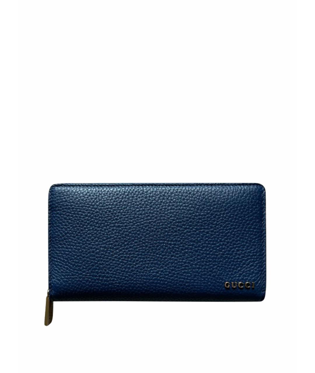 GUCCI Темно-синий кожаный кошелек, фото 1