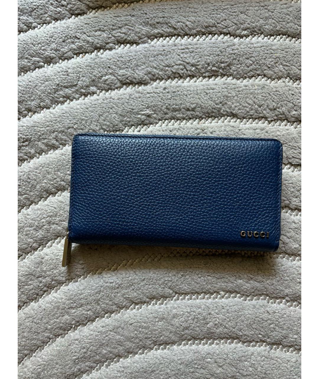 GUCCI Темно-синий кожаный кошелек, фото 6