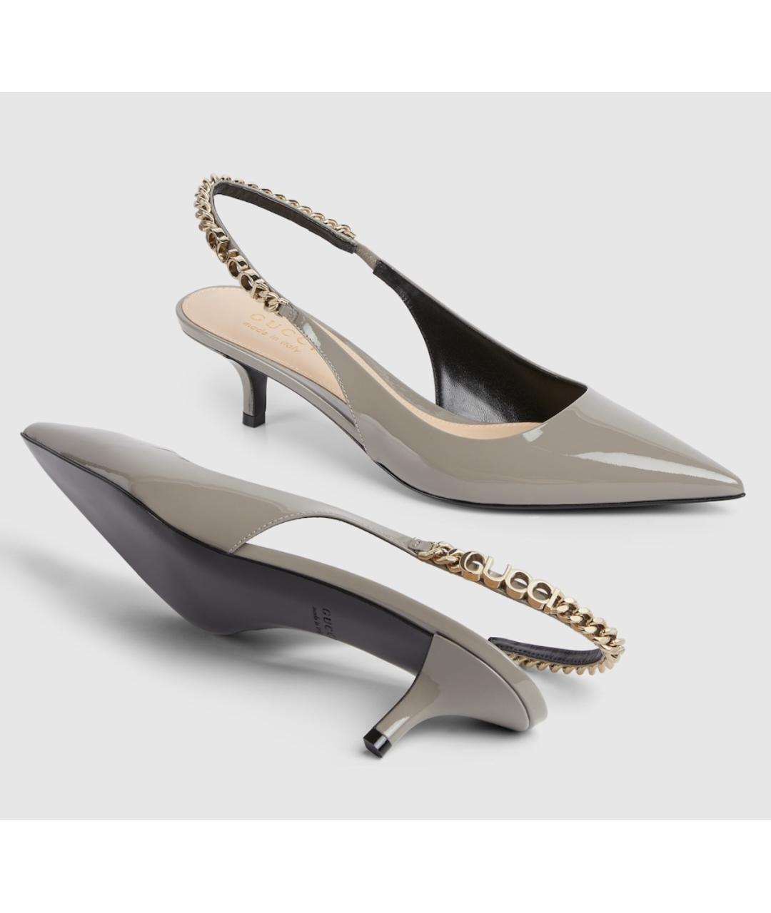 GUCCI Серые туфли из лакированной кожи, фото 5