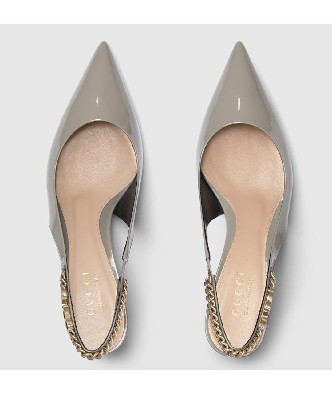 GUCCI Серые туфли из лакированной кожи, фото 6