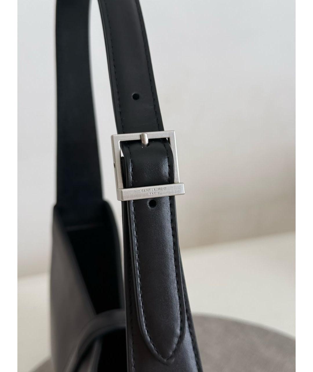 SAINT LAURENT Черная кожаная сумка с короткими ручками, фото 6