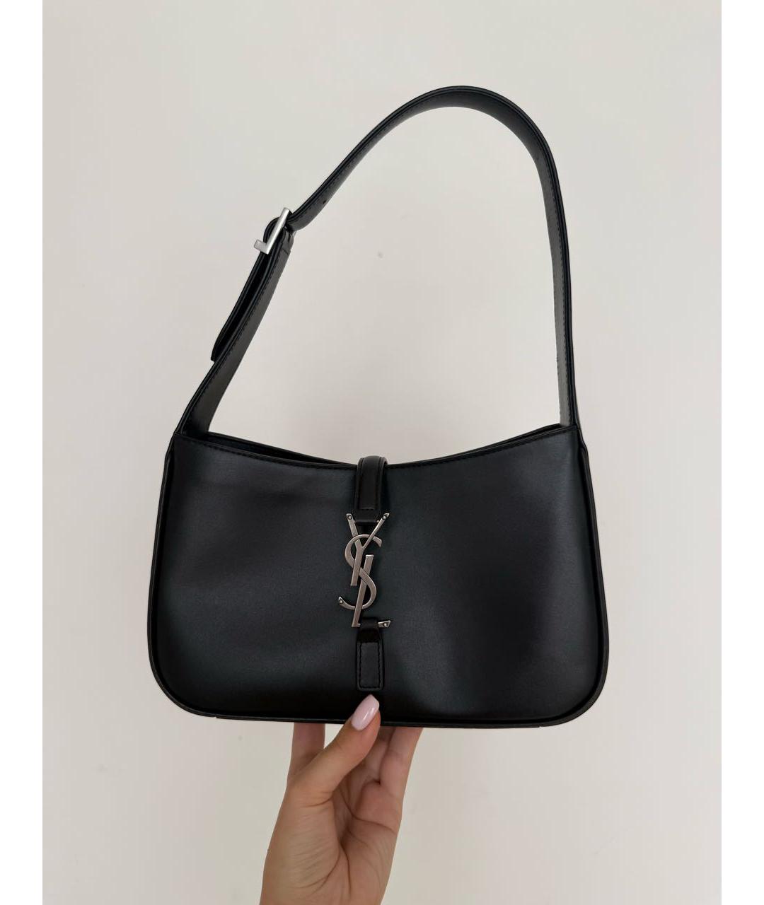 SAINT LAURENT Черная кожаная сумка с короткими ручками, фото 8