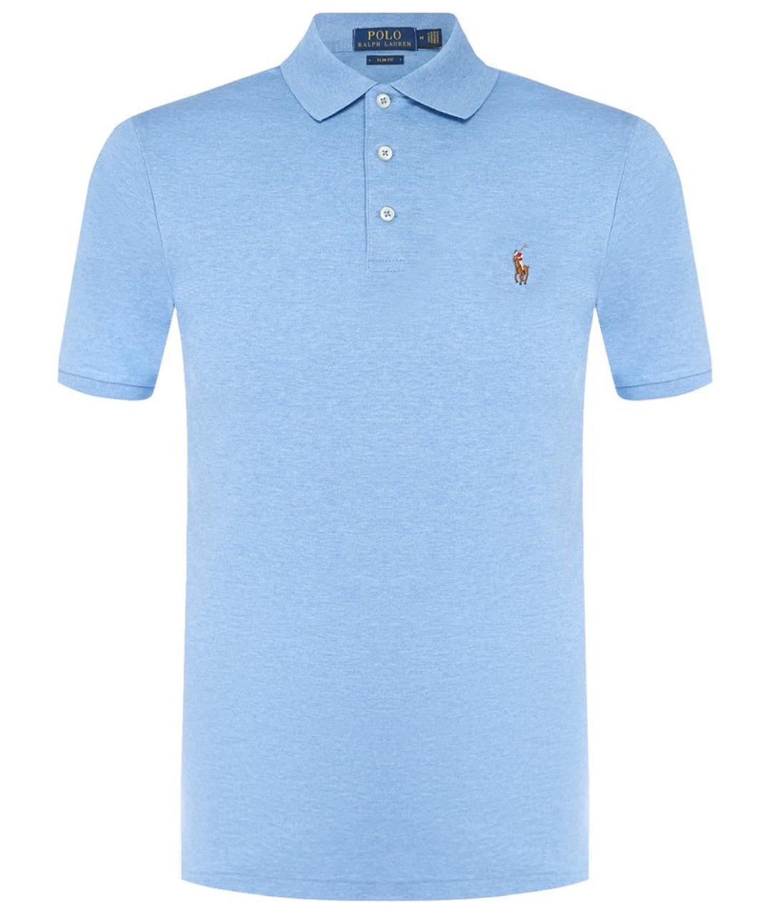 POLO RALPH LAUREN Голубое хлопковое поло с коротким рукавом, фото 1