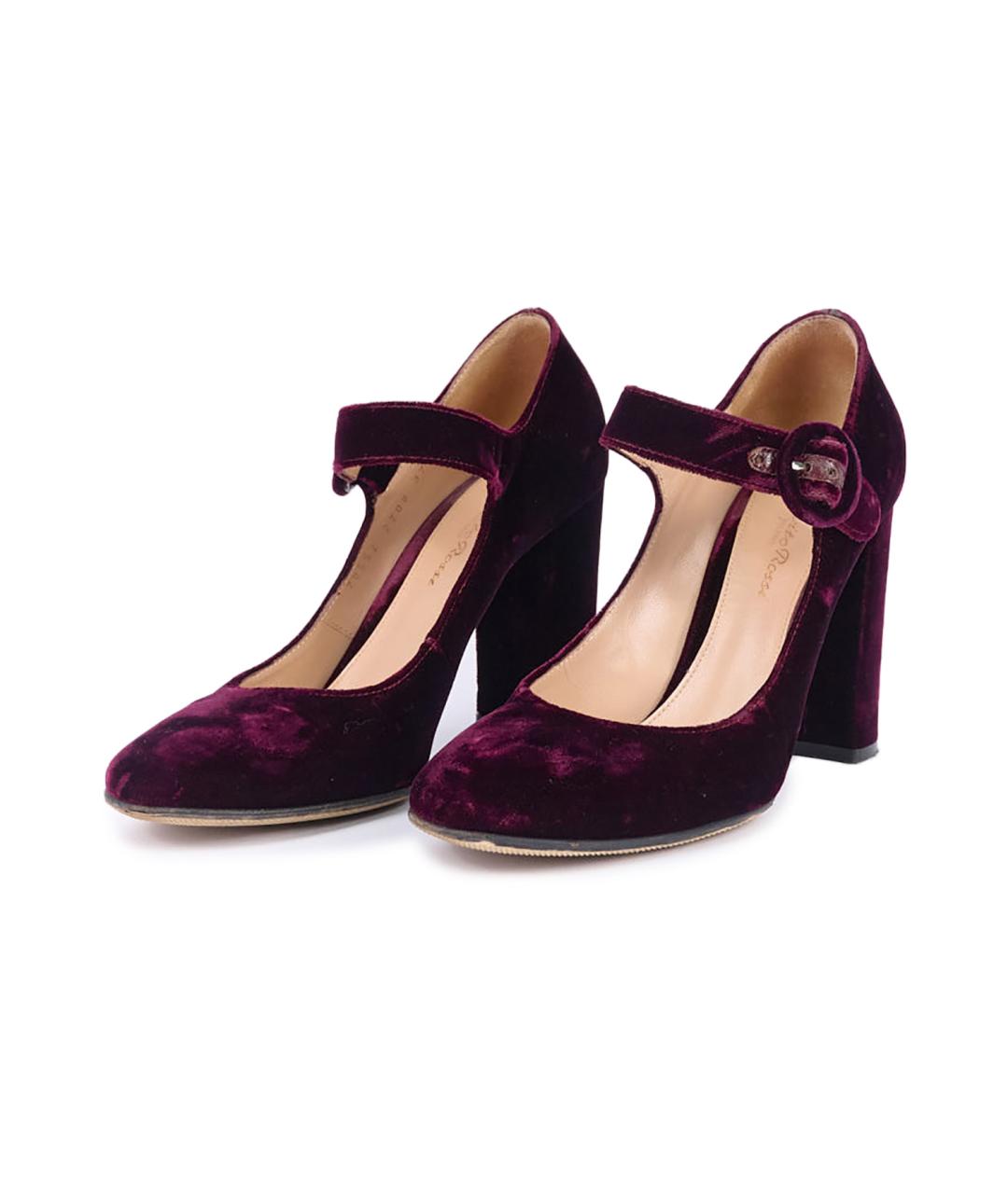 GIANVITO ROSSI Бордовые текстильные туфли, фото 2