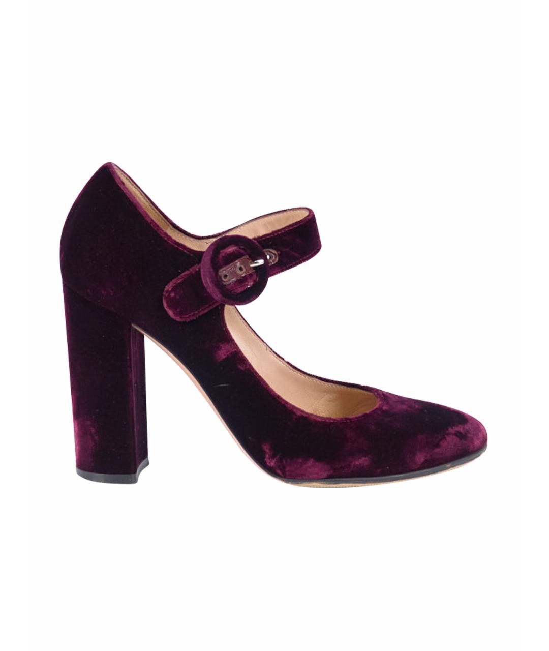 GIANVITO ROSSI Бордовые текстильные туфли, фото 1