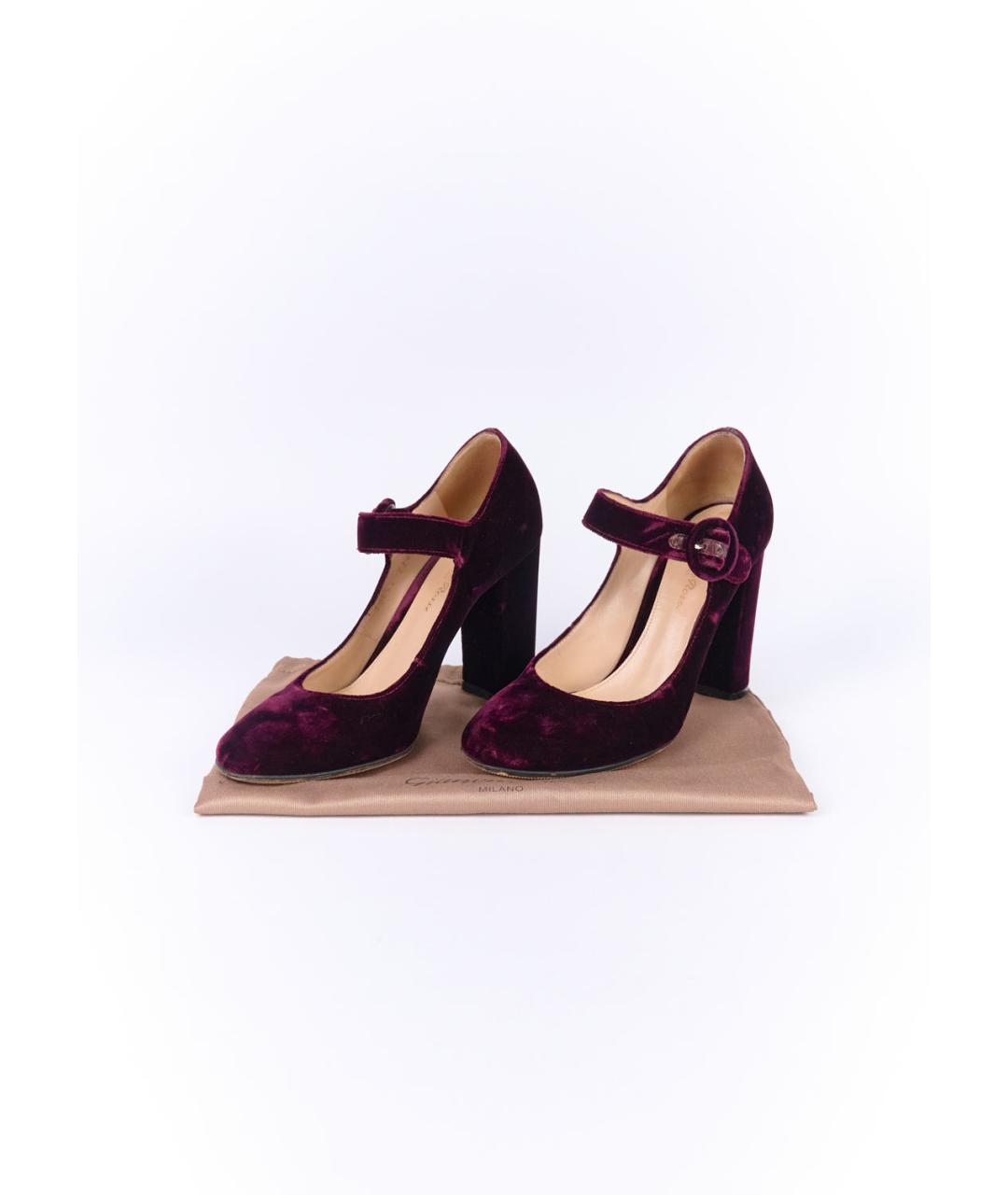 GIANVITO ROSSI Бордовые текстильные туфли, фото 6