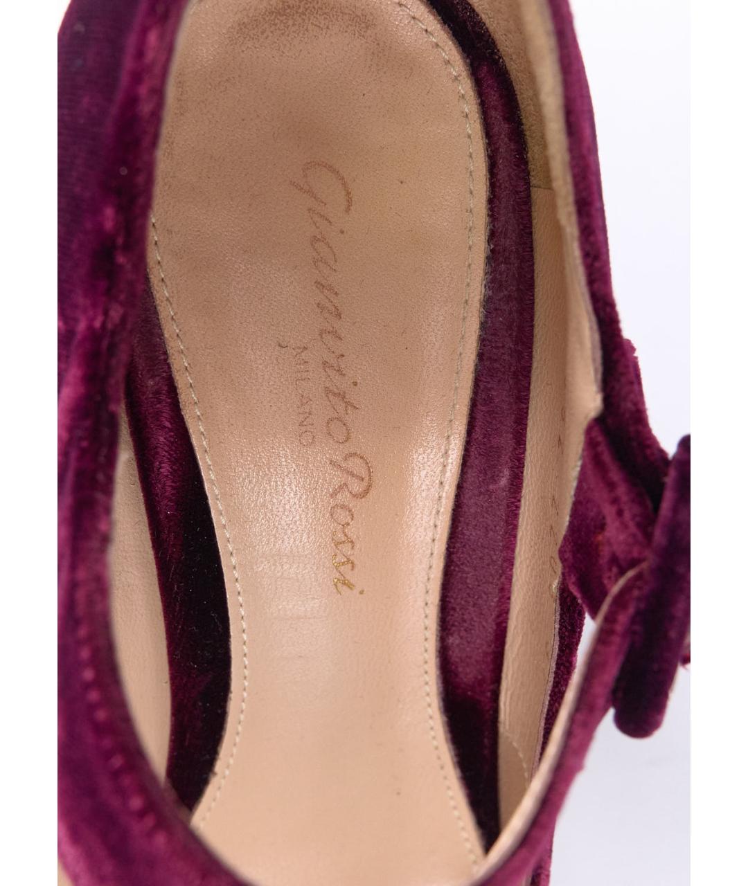 GIANVITO ROSSI Бордовые текстильные туфли, фото 5