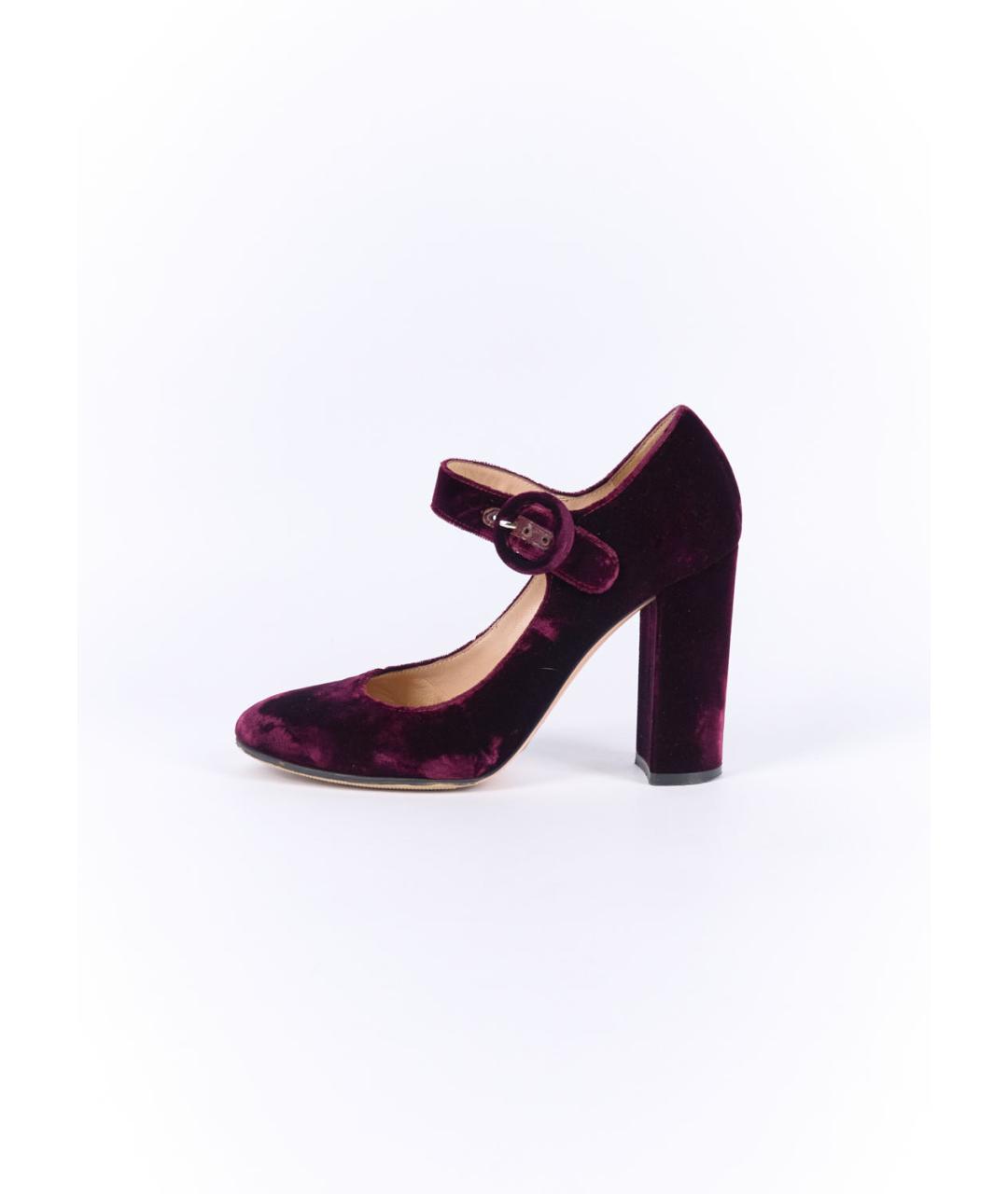 GIANVITO ROSSI Бордовые текстильные туфли, фото 7