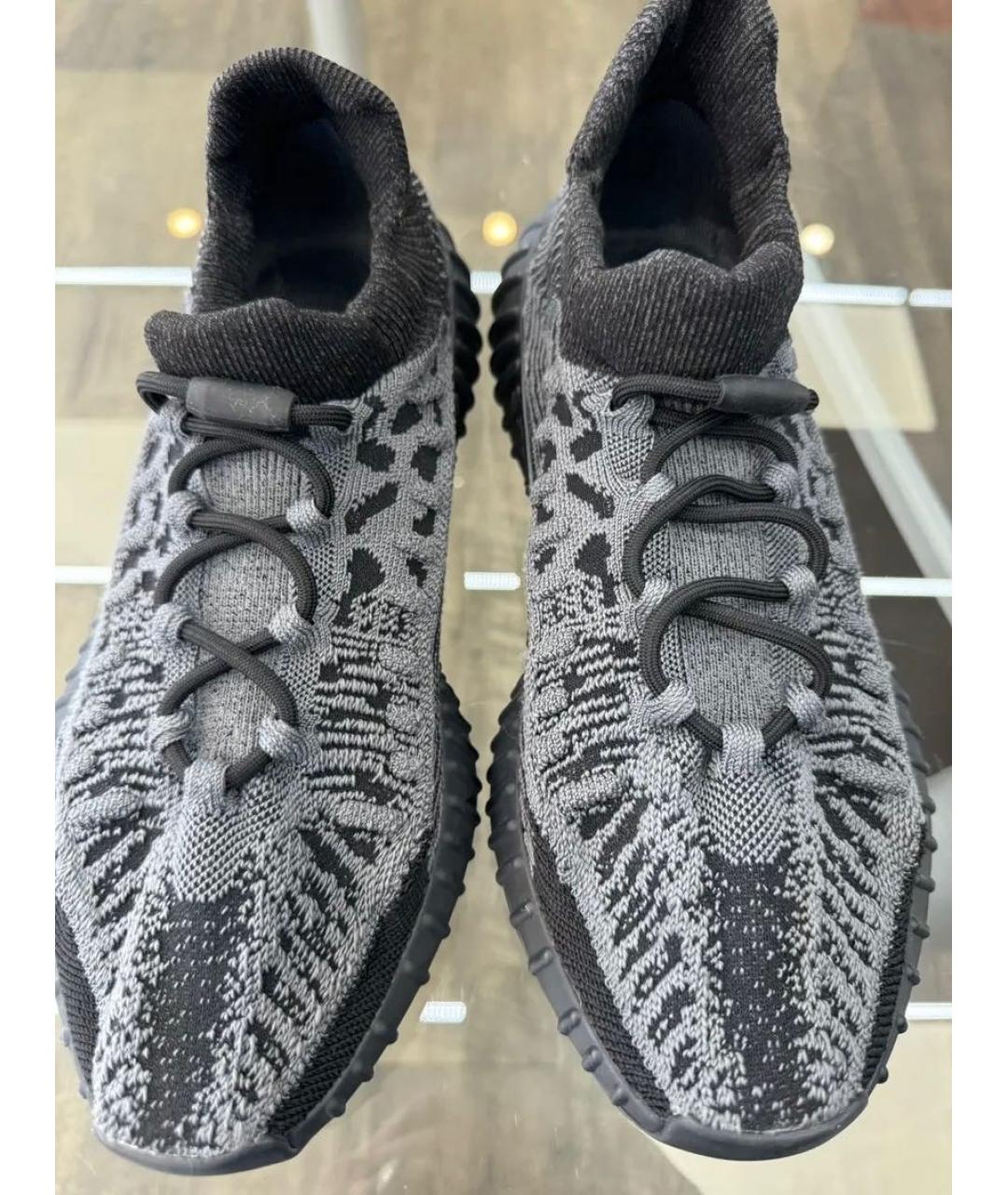 ADIDAS YEEZY Антрацитовые текстильные низкие кроссовки / кеды, фото 2
