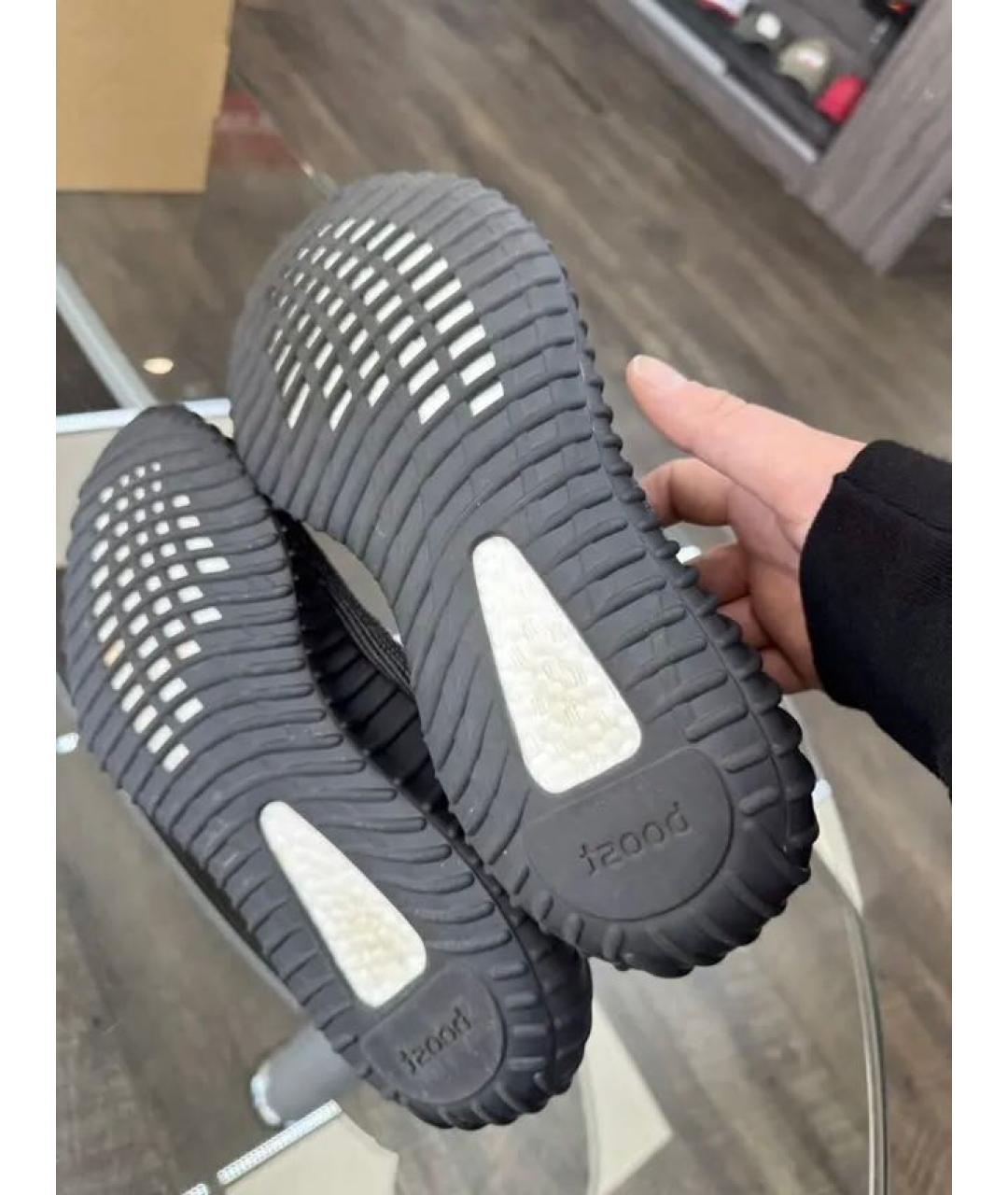ADIDAS YEEZY Антрацитовые текстильные низкие кроссовки / кеды, фото 3
