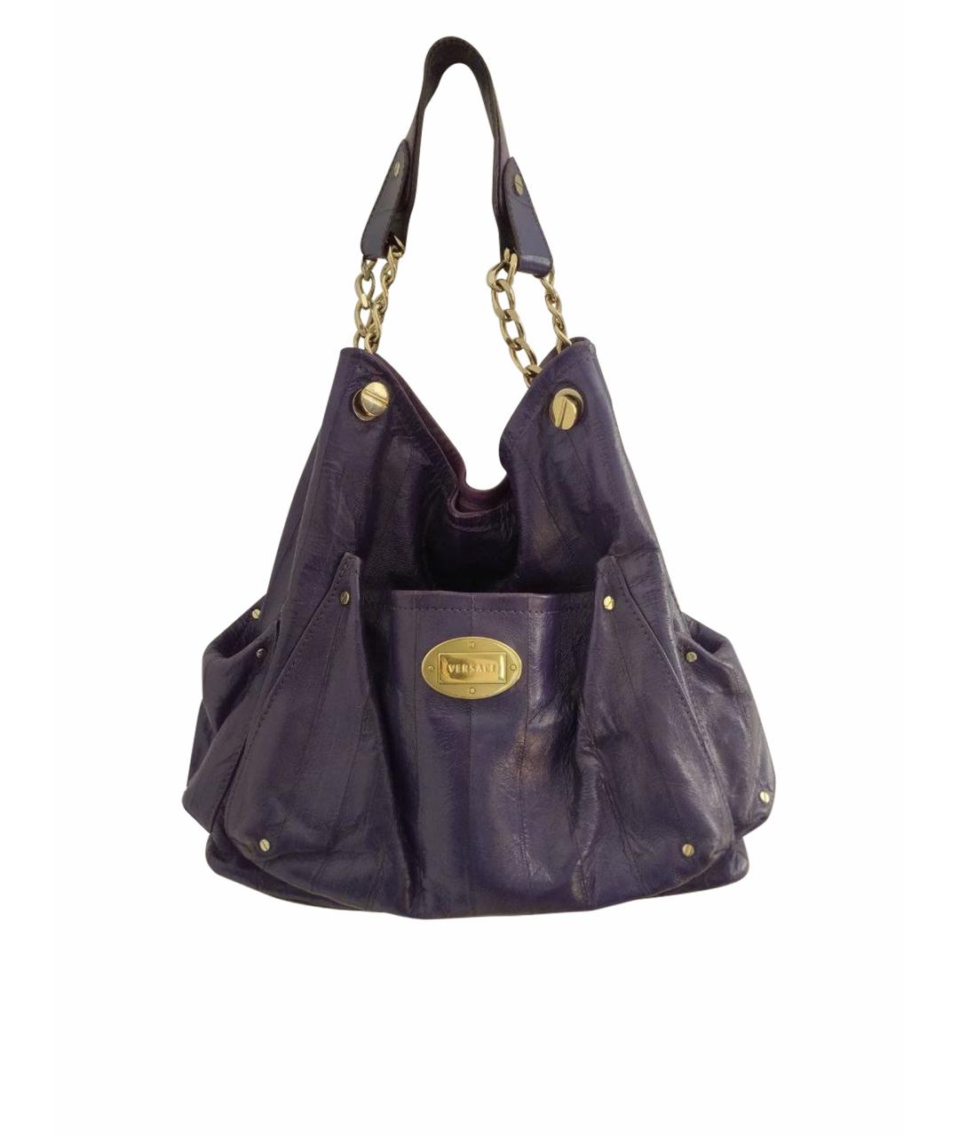 VERSACE Фиолетовая кожаная сумка тоут, фото 1