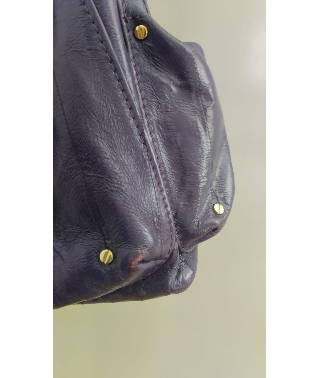 VERSACE Фиолетовая кожаная сумка тоут, фото 7