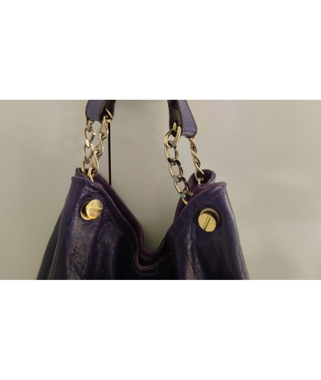 VERSACE Фиолетовая кожаная сумка тоут, фото 5