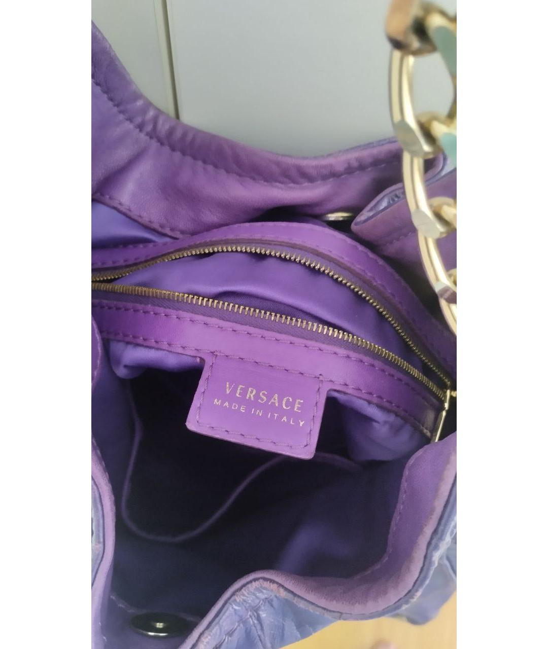 VERSACE Фиолетовая кожаная сумка тоут, фото 4