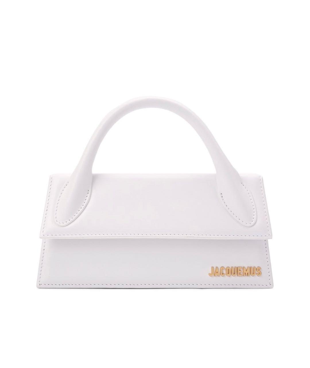JACQUEMUS Белая кожаная сумка с короткими ручками, фото 1