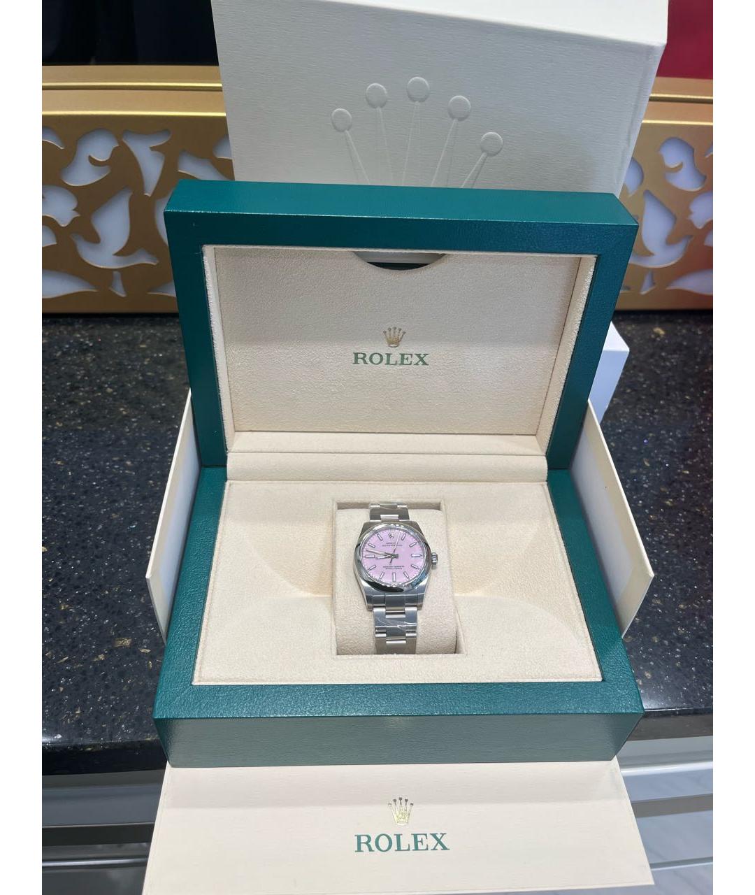 ROLEX Розовые металлические часы, фото 2