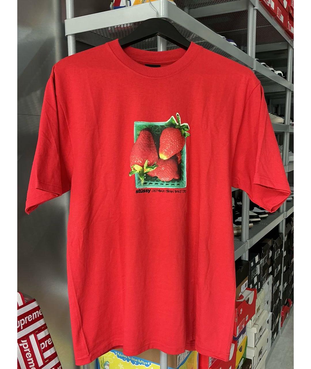 STUSSY Красная хлопковая футболка, фото 3
