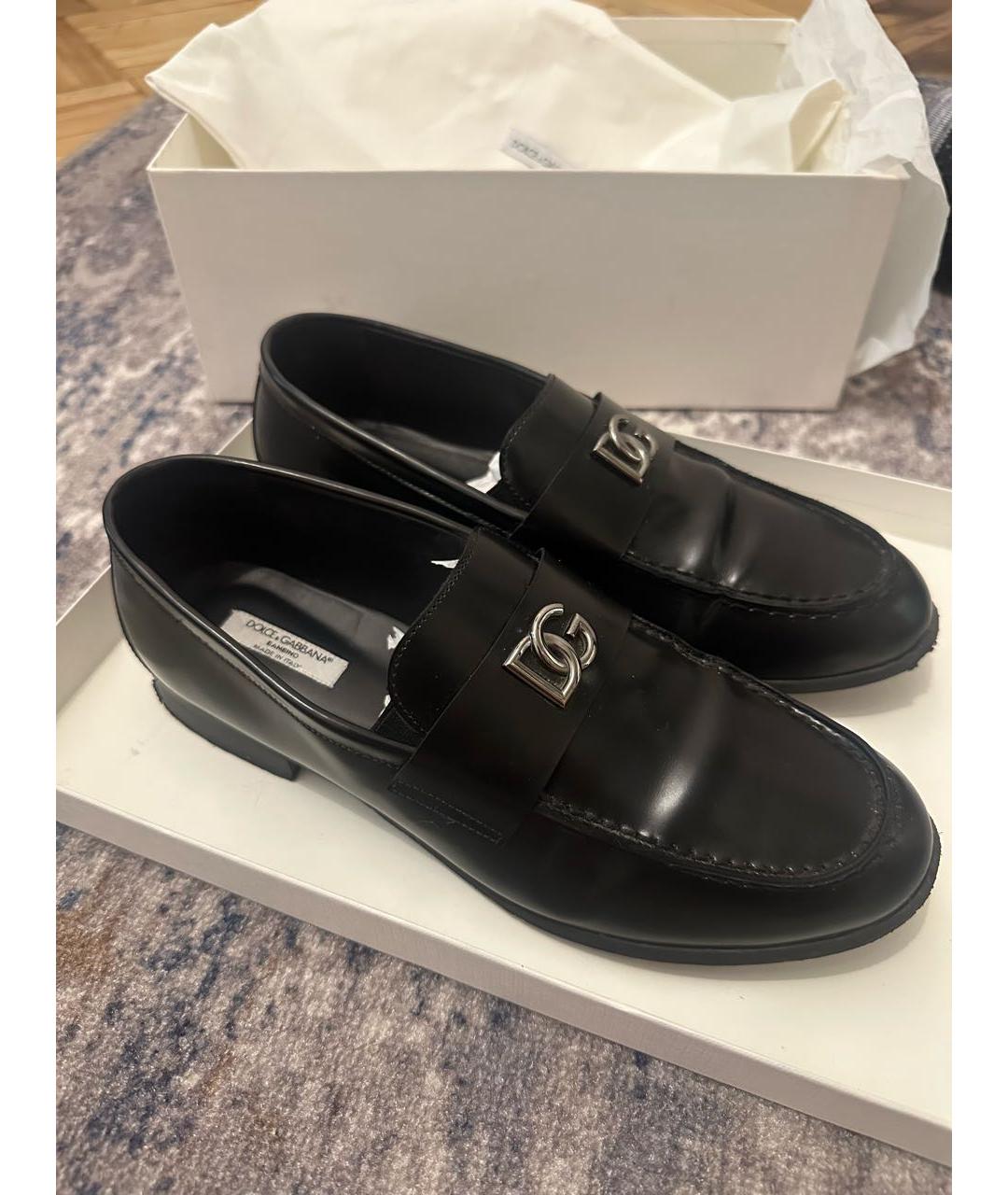 DOLCE&GABBANA Черные кожаные лоферы, фото 2