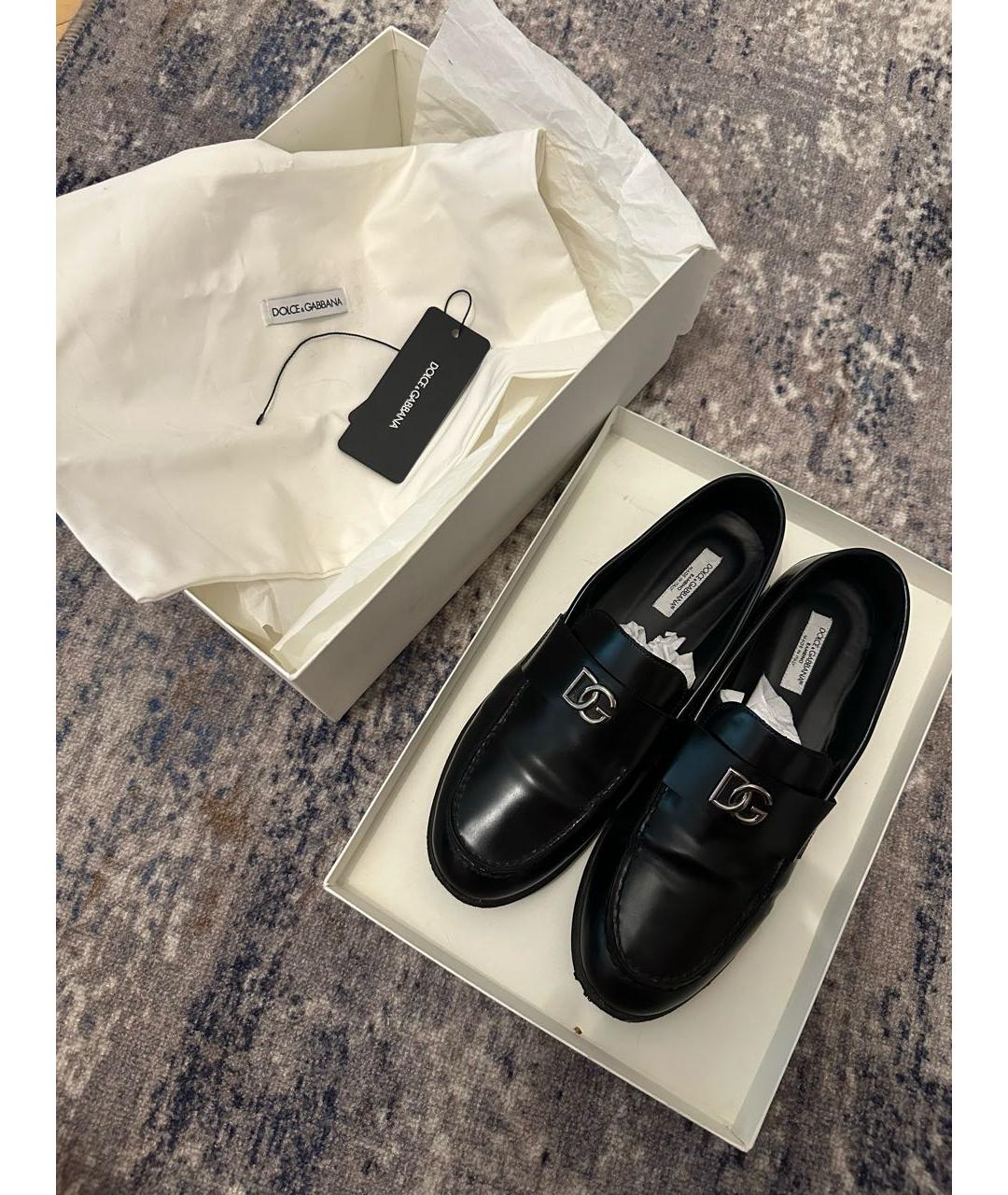 DOLCE&GABBANA Черные кожаные лоферы, фото 3