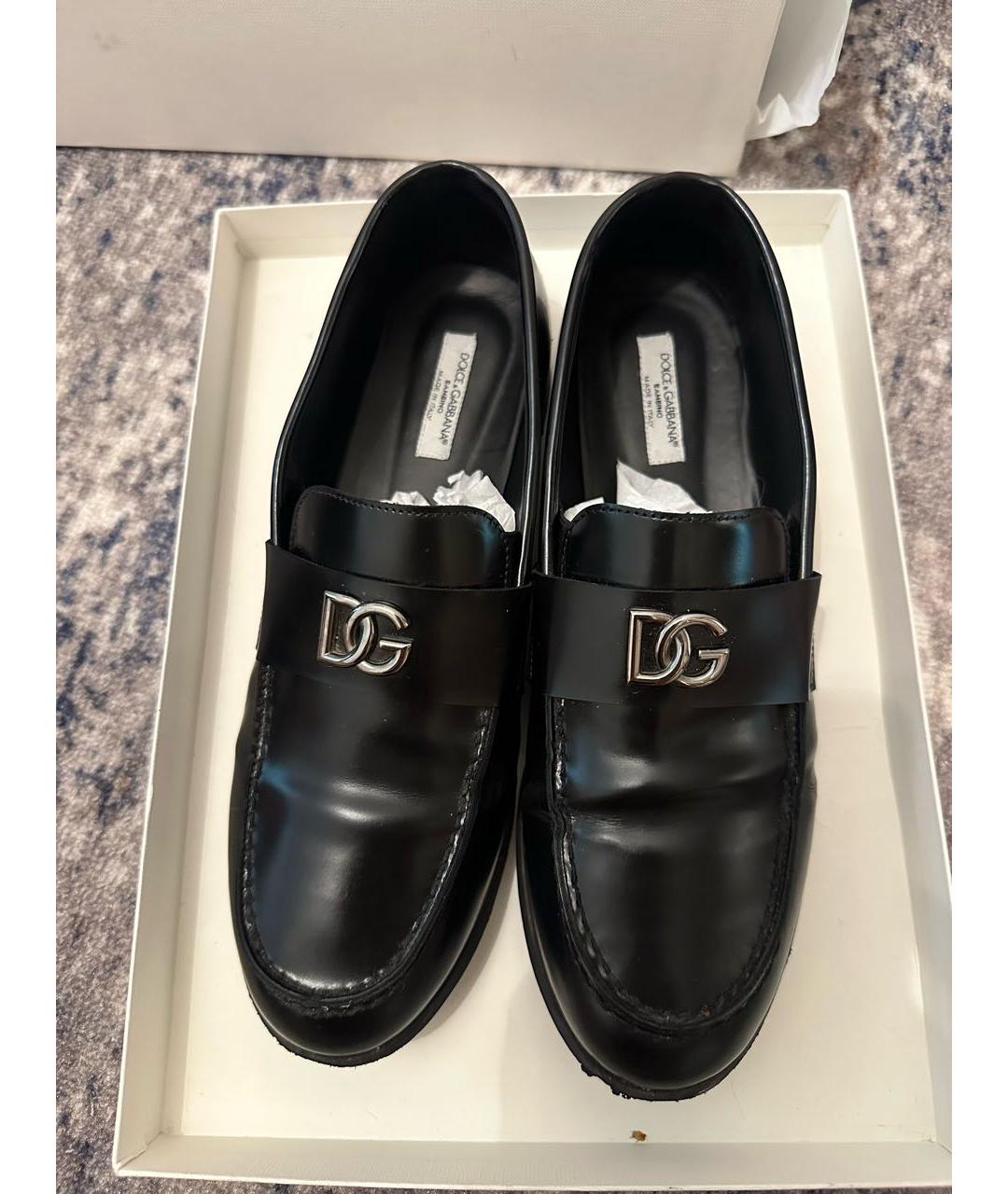 DOLCE&GABBANA Черные кожаные лоферы, фото 4