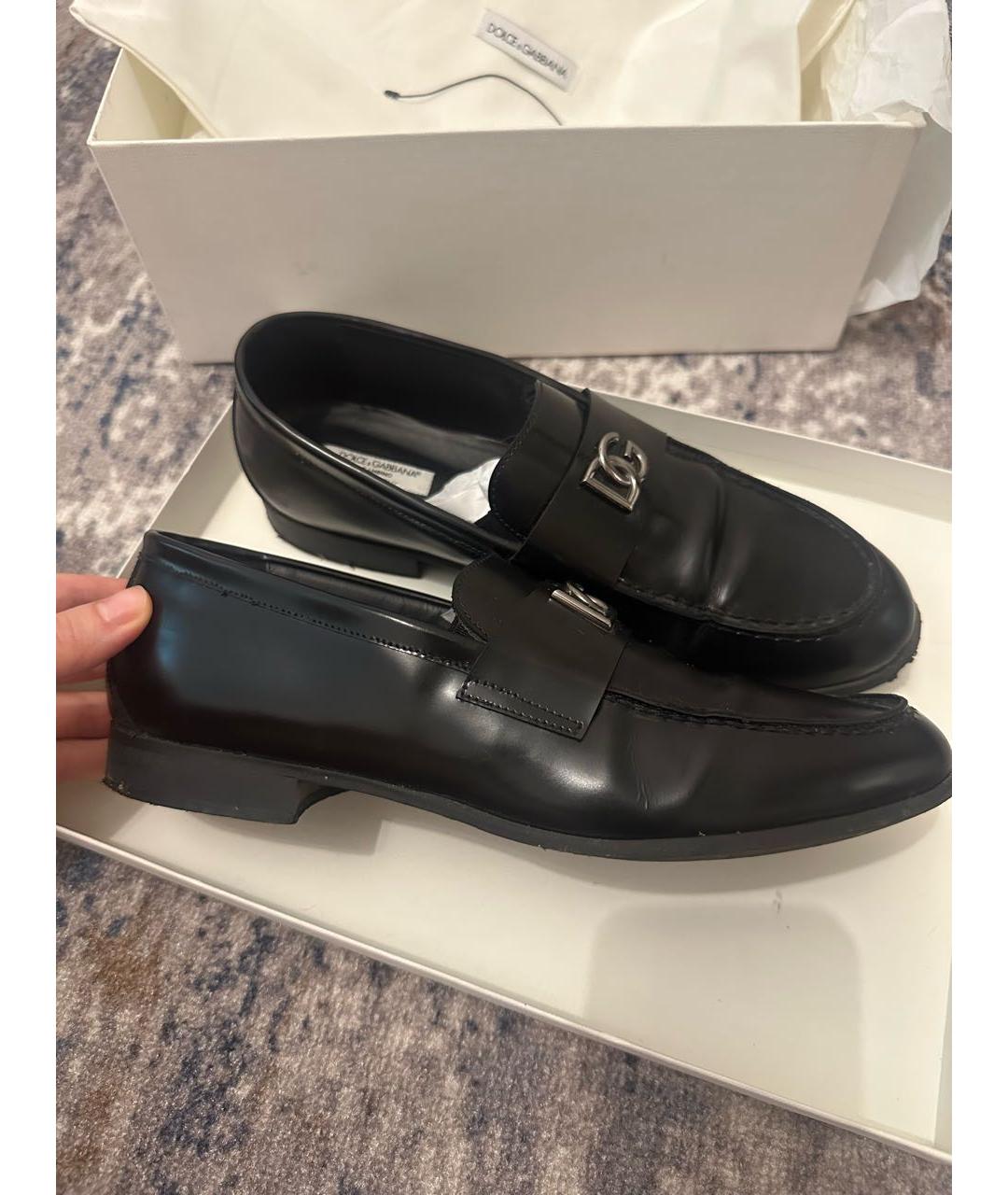 DOLCE&GABBANA Черные кожаные лоферы, фото 7