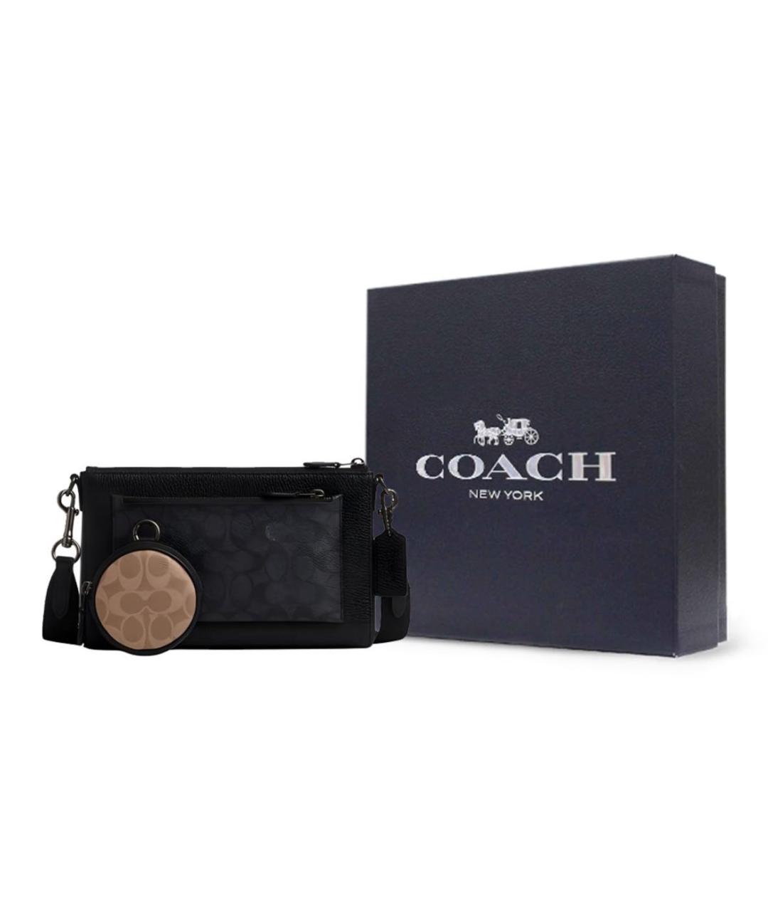 COACH Антрацитовая кожаная сумка на плечо, фото 2