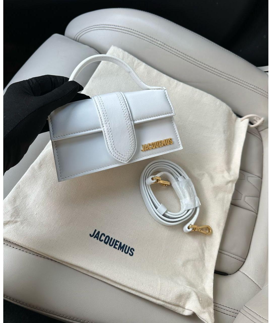 JACQUEMUS Белая кожаная сумка с короткими ручками, фото 3