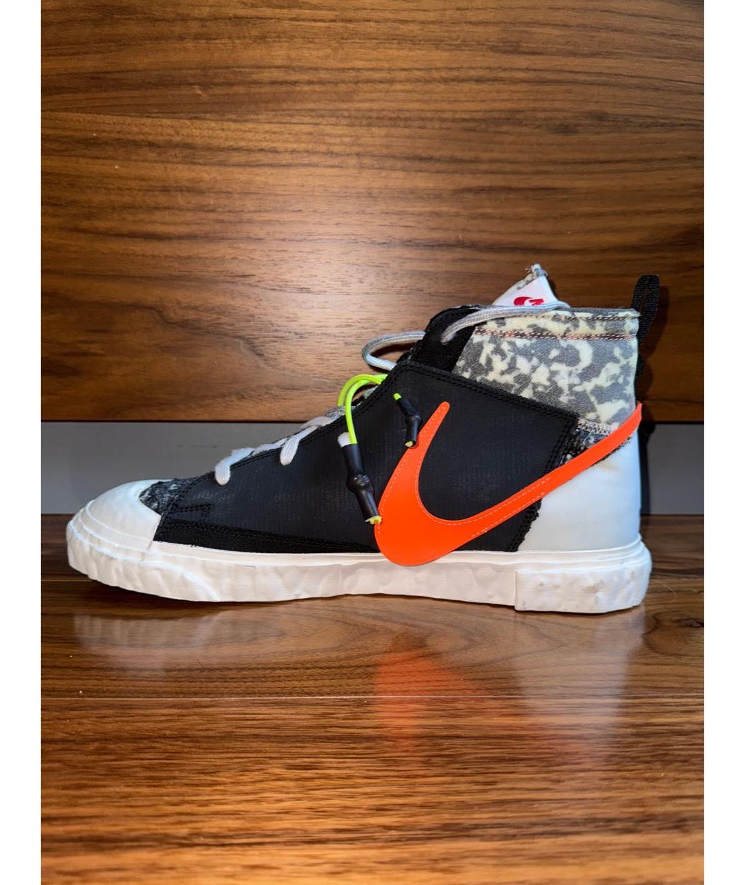 NIKE Черные высокие кроссовки / кеды из искусственной кожи, фото 3