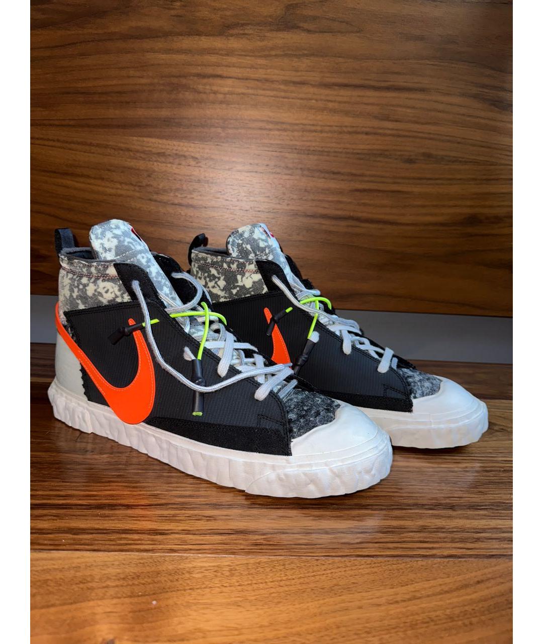 NIKE Черные высокие кроссовки / кеды из искусственной кожи, фото 6
