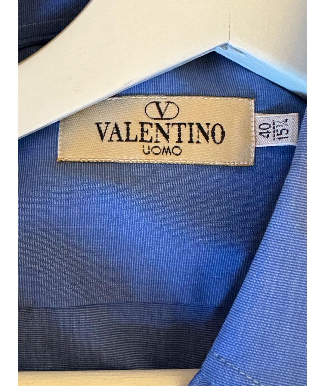 VALENTINO Голубая хлопковая кэжуал рубашка, фото 7