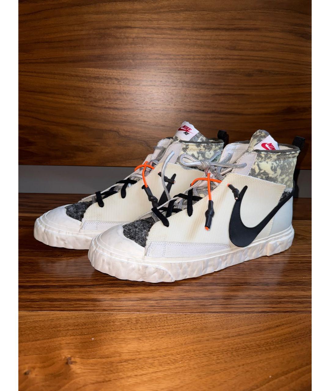 NIKE Белые высокие кроссовки / кеды из искусственной кожи, фото 6
