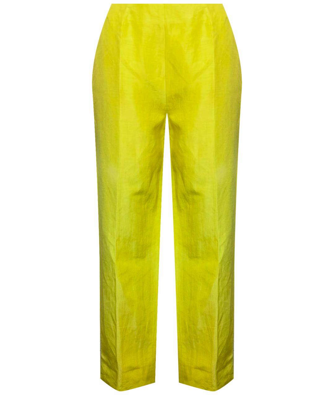 ARMANI COLLEZIONI Желтые льняные прямые брюки, фото 1