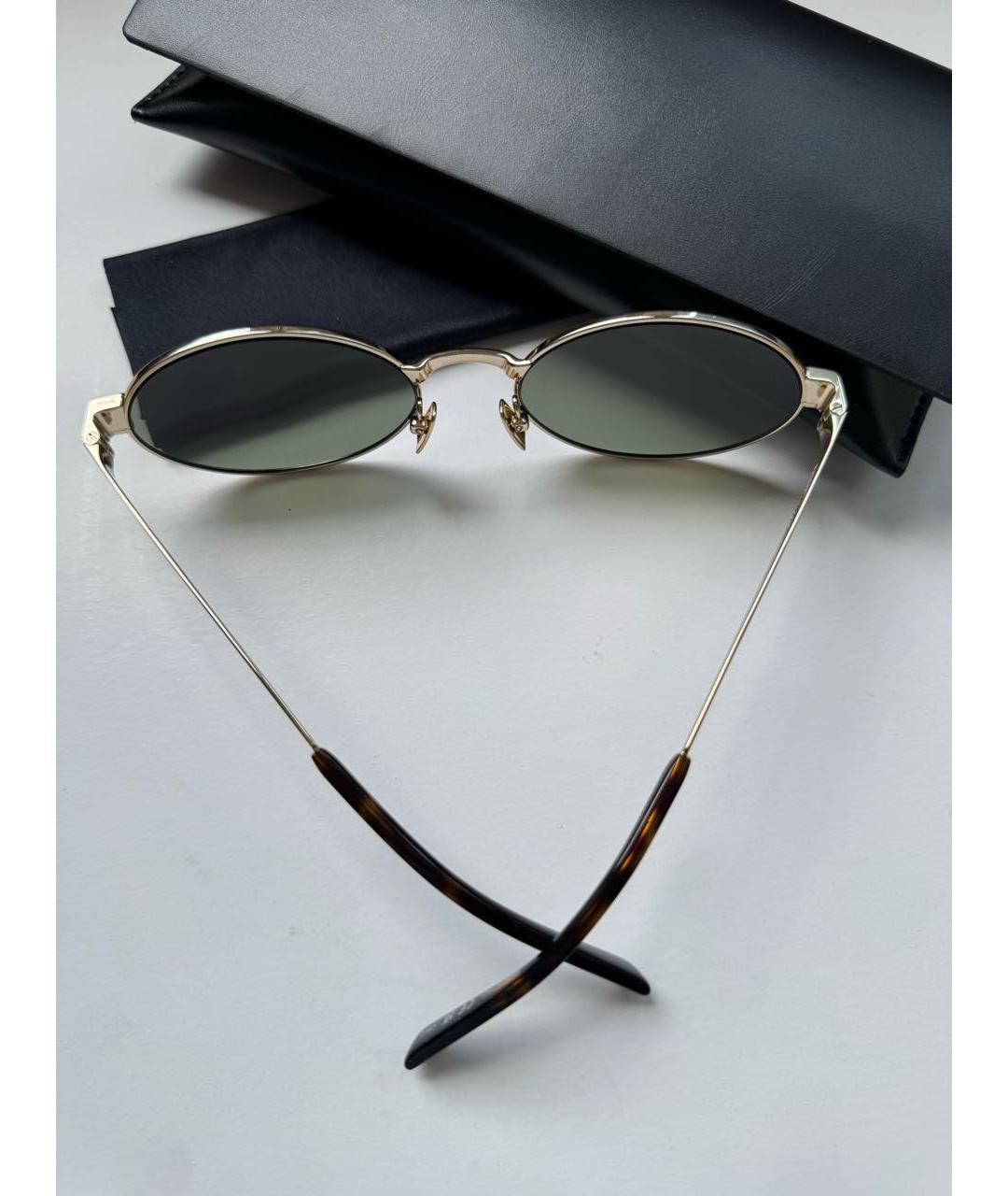 SAINT LAURENT Золотые металлические солнцезащитные очки, фото 4