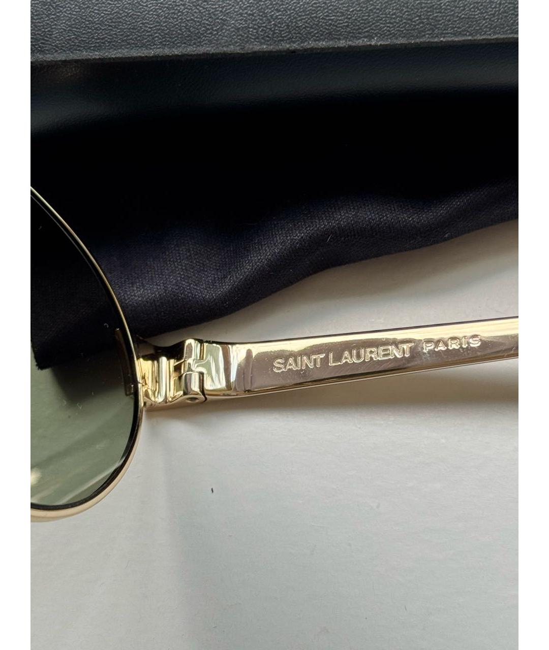 SAINT LAURENT Золотые металлические солнцезащитные очки, фото 3
