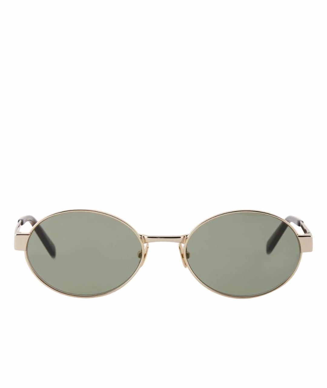 SAINT LAURENT Золотые металлические солнцезащитные очки, фото 1